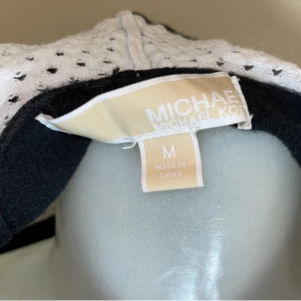 MICHAEL Michael Kors Black White Striped Open Knit Zip Up Hoodie M